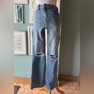 American Eagle Outfitters Light Blue Distressed Flare Jeans